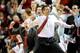 LINCOLN, NE - JANUARY 20: Head coach Tim Miles of the Nebraska Cornhuskers reacts to a play during a game against the Ohio State Buckeyesat Pinnacle Bank Arena on January 20, 2014 in Lincoln, Nebraska. (Photo by Eric Francis/Getty Images)