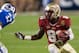 Dec 7, 2013; Charlotte, NC, USA; Florida State Seminoles wide receiver Kenny Shaw (81) runs after catching a pass during the second quarter against the Duke Blue Devils at Bank of America Stadium. Mandatory Credit: Jeremy Brevard-USA TODAY Sports