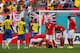 MIAMI GARDENS, FL - JUNE 04: Frank Lampard and Rickie Lambert of England check on injured Alex Oxlade-Chamberlain of England as he goes lies on the pitch during the International friendly match between England and Ecuador at Sun Life Stadium on June 4, 2