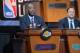 NEW YORK - MAY 20: NBA Legend James Worthy represents the Los Angeles Lakers during the 2014 NBA Draft Lottery on May 20, 2014 at the ABC News' 'Good Morning America' Times Square Studio in New York City. NOTE TO USER: User expressly acknowledges and agr