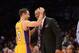LOS ANGELES, CA - OCTOBER 29: Steve Nash #10 of the Los Angeles Lakers and assistant coach, Alvin Gentry, of the Los Angeles Clippers greet each other before their game at Staples Center on October 29, 2013 in Los Angeles, California. NOTE TO USER: User e