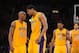 LOS ANGELES, CA - MAY 18: Kobe Bryant #24 and Andrew Bynum #17 of the Los Angeles Lakers share a word during their game against the Oklahoma City Thunder in Game Three of the Western Conference Semifinals during the 2012 NBA Playoffs at Staples Center on