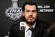 LOS ANGELES, CA - JUNE 4: Drew Doughty #8 of the Los Angeles Kings answers questions from the media following his team's victory over the New York Rangers in Game One of the Stanley Cup Final during the 2014 Stanley Cup Playoffs at Staples Center on June