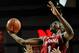 LINCOLN, NE - JANUARY 30: Noah Vonleh #1 of the Indiana Hoosiers drives to the basket over Shavon Shields #31 of the Nebraska Cornhuskers during their game at Pinnacle Bank Arena on January 30, 2014 in Lincoln, Nebraska. (Photo by Eric Francis/Getty Image