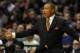 Dec. 22, 2012; Portland, OR, USA; Phoenix Suns head coach Alvin Gentry reacts to an officials call during the second quarter of the game against the Portland Trail Blazers at the Rose Garden. The Blazers won the game 96-93. Mandatory Credit: Steve Dykes-U
