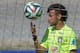 TERESOPOLIS, BRAZIL - JUNE 05: Neymar in action during a training session of the Brazilian national football team at the squad's Granja Comary training complex, in Teresopolis, 90 km from downtown Rio de Janeiro on June 05, 2014 in Teresopolis, Brazil. (P