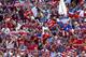 HARRISON, NJ - JUNE 01: United States fans hold up their scarves during the national anthem before the match against Turkey during an international friendly match at Red Bull Arena on June 1, 2014 in Harrison, New Jersey. (Photo by Elsa/Getty Images)