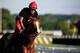 ELMONT, NY - JUNE 06: Kentucky Derby and Preakness winner California Chrome, with exercise rider Willie Delgado up, goes over the track in preparation for the 146th running of the Belmont Stakes at Belmont Park on June 6, 2014 in Elmont, New York. (Phot