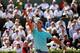 PARIS, FRANCE - JUNE 06: Rafael Nadal of Spain serves during his men's singles match against Andy Murray of Great Britain on day thirteen of the French Open at Roland Garros on June 6, 2014 in Paris, France. (Photo by Matthew Stockman/Getty Images)