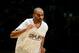 SAN ANTONIO, TX - JUNE 5: Tony Parker #9 of the San Antonio Spurs gets introduced before a game against the Miami Heat in Game One of the 2014 NBA Finals at AT&T Center on June 5, 2014 in San Antonio, Texas. NOTE TO USER: User expressly acknowledges and a