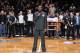 BROOKLYN, NY - APRIL 20: Jerry Stackhouse #42 of the Brooklyn Nets sings the National Anthem before Game One of the Eastern Conference Quarterfinals against the Chicago Bulls during the 2013 NBA Playoffs on April 20 at the Barclays Center in the Brooklyn