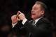 Mar 28, 2014; New York, NY, USA; Michigan State Spartans head coach Tom Izzo signals to his team during the first half against the Virginia Cavaliers in the semifinals of the east regional of the 2014 NCAA Mens Basketball Championship tournament at Madiso