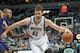 Mar 23, 2014; Minneapolis, MN, USA; Minnesota Timberwolves forward Kevin Love (42) dribbles in the fourth quarter against the Phoenix Suns forward P.J. Tucker (17) at Target Center. Phoenix wins 127-120. Mandatory Credit: Brad Rempel-USA TODAY Sports