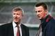 BARCELONA, SPAIN - NOVEMBER 25: Manchester United manager Alex Ferguson (l) and Barcelona coach Louis Van Gaal chat before the UEFA Champions League match between Barcelona and Manchester United at the Nou Camp in Barcelona, Spain. (Photo by Shaun Botter