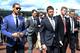CHESTER, ENGLAND - MAY 08: Manchester United players Rio Ferdinand (L), Jonny Evans, Michael Carrick and Nemanja Vidic arrive at Chester racecourse on May 08, 2013 in Chester, England. (Photo by Alan Crowhurst/Getty Images)