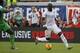 Jun 7, 2014; Jacksonville, FL, USA; United States forward Jozy Altidore (17) dribbles the ball against the Nigeria during the second half at EverBank Field. United States defeated Nigeria 2-1. Mandatory Credit: Kim Klement-USA TODAY Sports