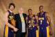 ORLANDO, FL - JUNE 14: Pau Gasol #16, Phil Jackson, Kobe Bryant #24 and Lamar Odom #7 of the Los Angeles Lakers pose for a portrait after defeating the Orlando Magic in Game Five of the 2009 NBA Finals at Amway Arena on June 14, 2009 in Orlando, Florida.