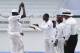 Shane Shillingford and his West Indies teammates celebrate after removing Tom Latham for 83.