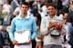 PARIS, FRANCE - JUNE 08: Rafael Nadal of Spain holds the Coupe de Mousquetaires as he poses with Novak Djokovic of Serbia after their men's singles final match on day fifteen of the French Open at Roland Garros on June 8, 2014 in Paris, France. (Photo b