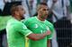 SION, SWITZERLAND - MAY 31: Islam Slimani (R) of Algeria celebrates his scored goal with teammate Nabil Ghilas (L) during the international friendly match between Algeria and Armenia at Estadio Tourbillon on May 31, 2014 in Sion, Switzerland. (Photo by Ph