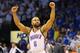 OKLAHOMA CITY, OK - APRIL 21: Derek Fisher #6 of the Oklahoma City Thunder in Game Two of the Western Conference Quarterfinals during the 2014 NBA Playoffs at Chesapeake Energy Arena on April 21, 2014 in Oklahoma City, Oklahoma. NOTE TO USER: User expre