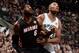 SAN ANTONIO, TX - JUNE 08: LeBron James #6 of the Miami Heat boxes out Boris Diaw #33 of the San Antonio Spurs during Game Two of the 2014 NBA Finals between the Miami Heat and San Antonio Spurs at AT&T Center on June 8, 2014 in San Antonio, Texas. NOTE T