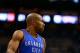 Apr 6, 2014; Phoenix, AZ, USA; Oklahoma City Thunder guard Derek Fisher (6) against the Phoenix Suns at US Airways Center. The Suns defeated the Thunder 122-115. Mandatory Credit: Mark J. Rebilas-USA TODAY Sports