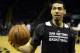 Jun 4, 2014; San Antonio, TX, USA; San Antonio Spurs guard Danny Green (4) during practice before game one of the 2014 NBA Finals against the Miami Heat at the AT&T Center. Mandatory Credit: Bob Donnan-USA TODAY Sports