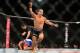 Sep 4, 2013; Belo Horizonte, BRAZIL; Joseph Benavidez (black shorts) reacts after defeating Jussier Formiga during UFC Fight Night at Mineirinho Arena. Mandatory Credit: Jason Silva-USA TODAY Sports