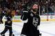 LOS ANGELES, CA - JUNE 07: Justin Williams #14 of the Los Angeles Kings waves to the crowd after the Kings defeated the New York Rangers 5-4 with an overtime goal scored by Dustin Brown #23 (not pictured) in Game Two of the 2014 Stanley Cup Final at Stap