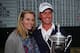 SAN FRANCISCO, CA - JUNE 17: Webb Simpson of the United States poses his wife Dowd and the trophy after his one-stroke victory at the 112th U.S. Open at The Olympic Club on June 16, 2012 in San Francisco, California. (Photo by Stuart Franklin/Getty Imag