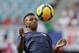 JACKSONVILLE, FL - JUNE 07: Defender Julian Green #18 of the United States chest traps a pass during warmups before the international friendly match against Nigeria at EverBank Field on June 7, 2014 in Jacksonville, Florida. (Photo by Mike Zarrilli/Gett