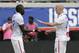 JACKSONVILLE, FL - JUNE 07: Midfielder Michael Bradley #4 of the United States congratulates forward Jozy Altidore #17 after Altidore's first half goal during the international friendly match against Nigeria at EverBank Field on June 7, 2014 in Jacksonvil