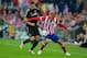 MADRID, SPAIN - APRIL 22: Fernando Torres of Chelsea and Miranda of Club Atletico de Madrid battle for the ball during the UEFA Champions League Semi Final first leg match between Club Atletico de Madrid and Chelsea at Vicente Calderon Stadium on April 2