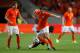 AMSTERDAM, NETHERLANDS - JUNE 04: Stefan de Vrij of Netherlands and Jermaine Easter of Wales battle for the ball during the International Friendly match between The Netherlands and Wales at Amsterdam Arena on June 4, 2014 in Amsterdam, Netherlands. (Pho