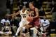 Dec 13, 2013; Boulder, CO, USA; Colorado Buffaloes guard Spencer Dinwiddie (25) guards Elon Phoenix guard Sebastian Koch (24) in the second half at the Coors Events Center. The Buffaloes won 80-63. Mandatory Credit: Ron Chenoy-USA TODAY Sports