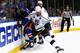 NEW YORK, NY - JUNE 09: Matt Greene #2 of the Los Angeles Kings checks Derek Dorsett #15 of the New York Rangers during the second period of Game Three of the 2014 NHL Stanley Cup Final at Madison Square Garden on June 9, 2014 in New York, New York. (Ph
