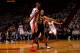 MIAMI, FL - JUNE 10: Boris Diaw #33 of the San Antonio Spurs defends against Chris Bosh #1 of the Miami Heat during Game Three of the 2014 NBA Finals on June 10, 2014 at American Airlines Arena in Miami, Florida. NOTE TO USER: User expressly acknowledges