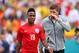 MIAMI GARDENS, FL - JUNE 04: Steven Gerrard of England speaks with Raheem Sterling of England after he was shown a red card during the International friendly match between England and Ecuador at Sun Life Stadium on June 4, 2014 in Miami Gardens, Florida