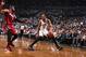 BROOKLYN, NY - MAY 12: Shaun Livingston #14 of the Brooklyn Nets drives against Dwyane Wade #3 of the Miami Heat in Game Four of the Eastern Conference Semifinals during the 2014 NBA Playoffs on May 12, 2014 at Barclays Center in Brooklyn. NOTE TO USER: U
