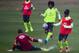 TERESOPOLIS, BRAZIL - JUNE 10: Neymar (R) and goalkeeper Jefferson take part in a training session of the Brazilian national football team at the squad's Granja Comary training complex, on June 10, 2014 in Teresopolis, 90 km from downtown Rio de Janeiro,