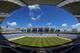 NATAL, BRAZIL - DECEMBER 13: (***EDITORS NOTE*** THIS PANORAMIC COMPOSITE IMAGE WAS CREATED USING PHOTO STITCHING SOFTWARE) The pitch is seen as construction continues at the at Estadio das Dunas on December 13, 2013 in Natal, Brazil. The stadium will