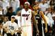 MIAMI, FL - JUNE 10: LeBron James #6 of the Miami Heat reacts against the San Antonio Spurs during Game Three of the 2014 NBA Finals at American Airlines Arena on June 10, 2014 in Miami, Florida. NOTE TO USER: User expressly acknowledges and agrees that,