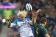 EDINBURGH, SCOTLAND - NOVEMBER 17: Richie Gray of Scotland battles for the ball with Bakkies Botha during the International match between Scotland and South Africa at Murrayfield Stadium on November 17, 2013 in Edinburgh, Scotland. (Photo by David Roger