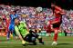 LANDOVER, MD - JUNE 07: David Villa of Spain shoots towards goal during an international friendly match between El Salvador and Spain at FedExField on June 7, 2014 in Landover, Maryland. (Photo by David Ramos/Getty Images)