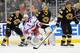 BOSTON, MA - NOVEMBER 29: Ryan Callahan #24 of the New York Rangers watches the play against Dougie Hamilton #27, Tuukka Rask #40 and Dennis Seidenberg #44 of the Boston Bruins at the TD Garden on November 29, 2013 in Boston, Massachusetts. (Photo by Bria