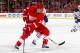 DETROIT, MI - MARCH 14: David Legwand #17 of the Detroit Red Wings looks to pass against Oscar Klefbom #84 of the Edmonton Oilers during the second period at Joe Louis Arena on March 14, 2014 in Detroit, Michigan. (Photo by Gregory Shamus/Getty Images)