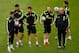 CURITIBA, BRAZIL - JUNE 10: (L-R) David Villa, Raul Albiol, Xabi Alonso, Andres Iniesta, Head coach Vicente Del Bosque and Koke of Spain look on during a Spain training session at the Centro de Entrenamiento do Caju on June 10, 2014 in Curitiba, Brazil.