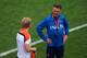 RIO DE JANEIRO, BRAZIL - JUNE 10: Louis van Gaal, Netherlands national football team manager, speaks to Dirk Kuyt during the Netherlands training session at the 2014 FIFA World Cup Brazil held at the Estadio Jose Bastos Padilha Gavea on June 10, 2014 in