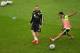 CURITIBA, BRAZIL - JUNE 10: Andres Iniesta (L) and Pedro Rodriguez of Spain competes for the ball during a Spain training session at the Centro de Entrenamiento do Caju prior to a Spain training session on June 10, 2014 in Curitiba, Brazil. (Photo by Da